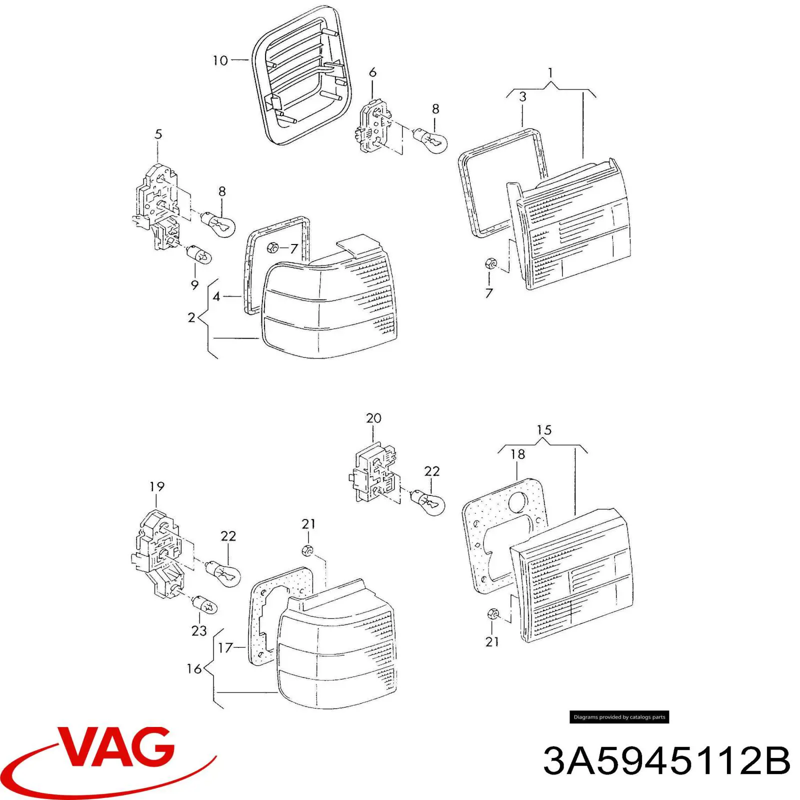 Ліхтар задній правий, зовнішній VAG 3A5945112B ціна, від 47.79 USD