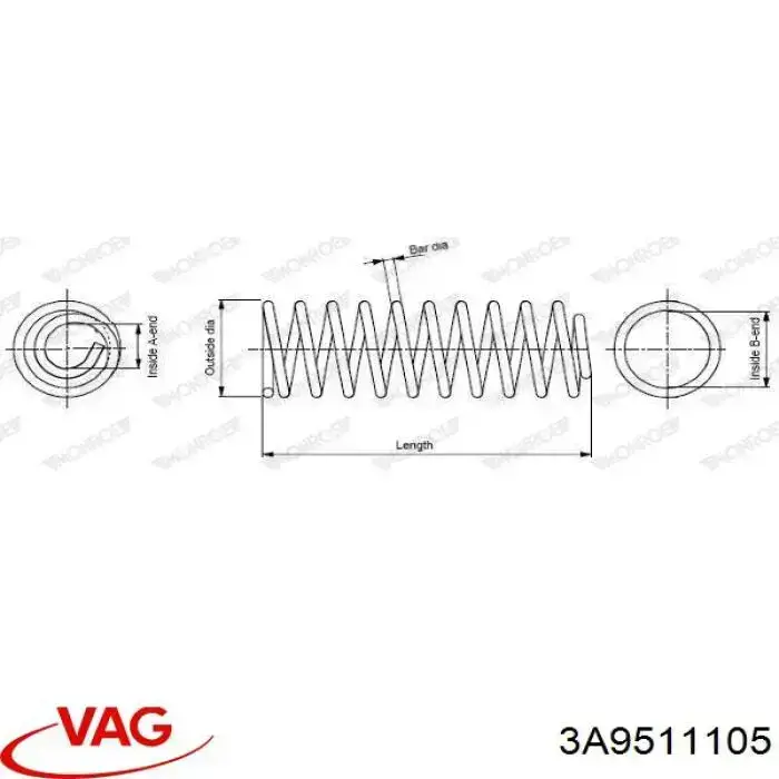 Купити 3A9511105 VAG Задні пружини