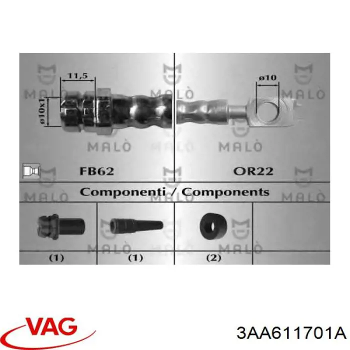 Гальмівні шланги передні 3AA611701A VAG