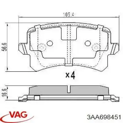Задні дискові колодки VAG 3AA698451