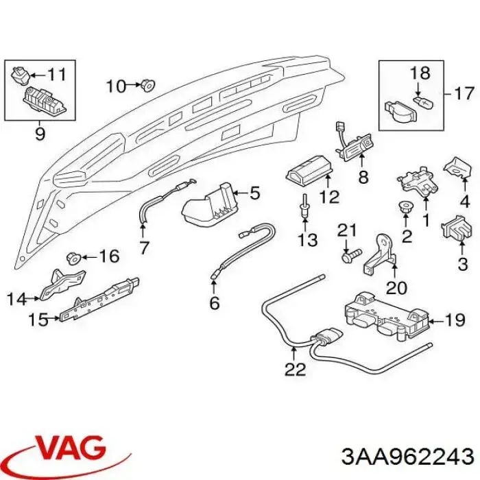 ЕБУ відкриття кришки багажника / двері 3-й (5-й) VAG 3AA962243 ціна, від 48.39 USD