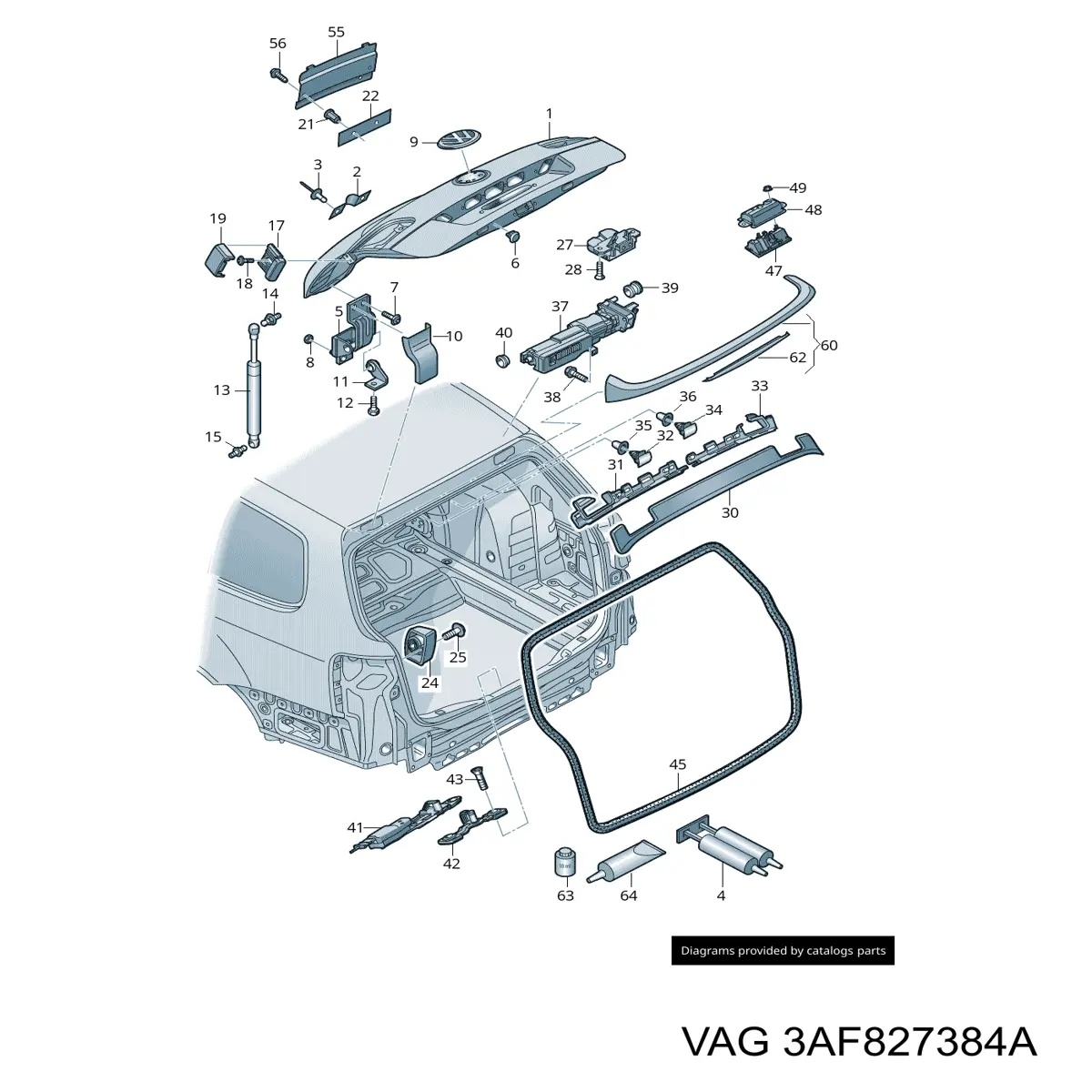 Купити 3AF827384A VAG Мотор-привод відкриття/закриття кришки багажника