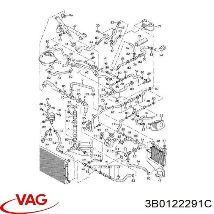 Купити 3B0122291C VAG Штуцер термостата верхній (швидкознімальна муфта)