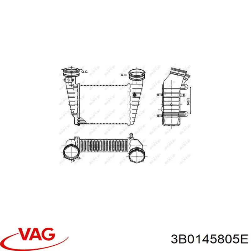 Радіатор интеркуллера 3B0145805E VAG