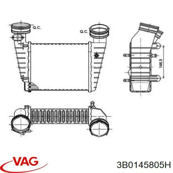 Система охолодження наддувочного повітря VAG 3B0145805H ціна, від 66.44 USD