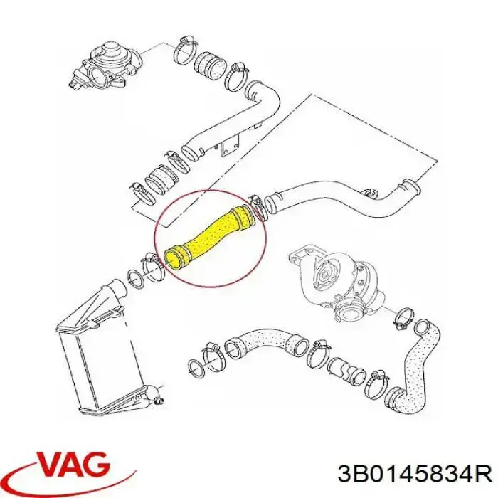 Трубка, що нагнітається VAG 3B0145834R ціна, від 22.69 USD