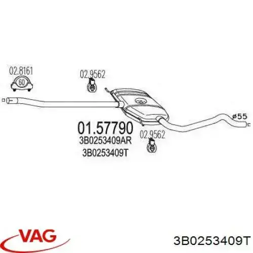 Глушник VAG 3B0253409T ціна, від 112.37 USD