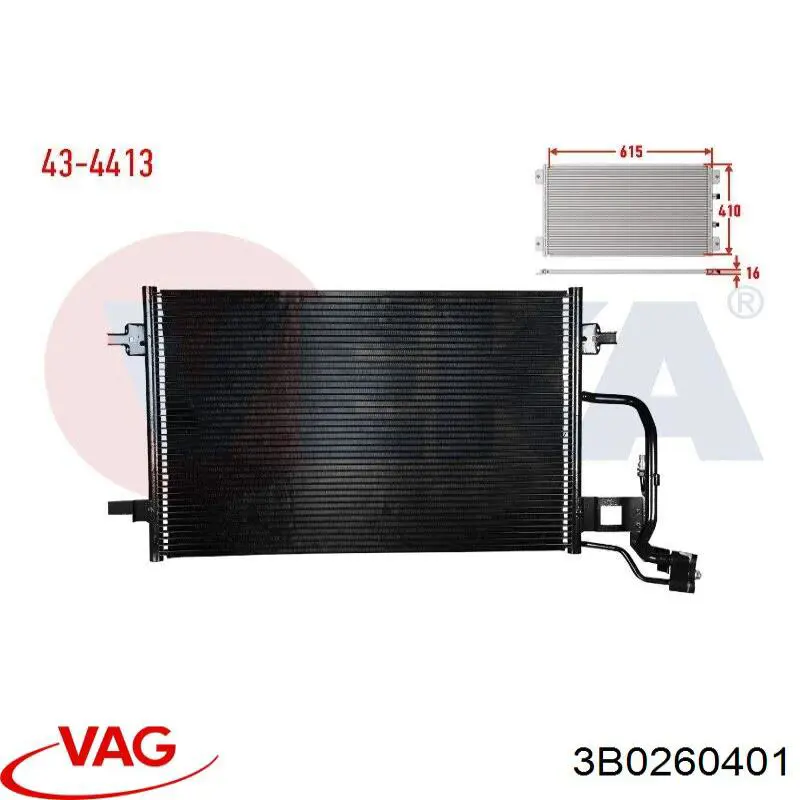 Радіатор охолодження кондиціонера VAG 3B0260401