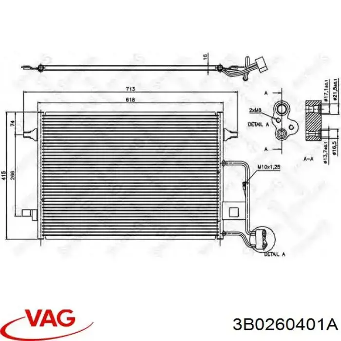 Радіатор кондиціонера 3B0260401A VAG