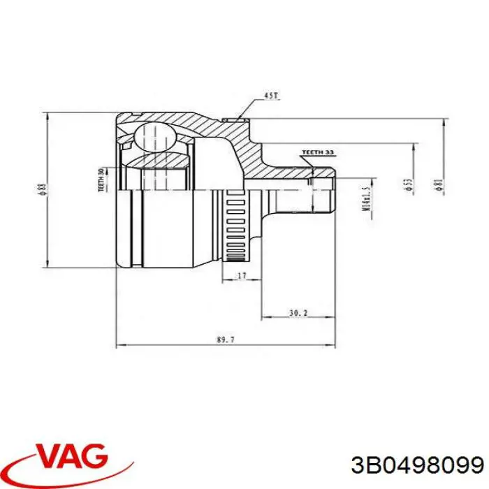 ШРУС зовнішній VAG 3B0498099