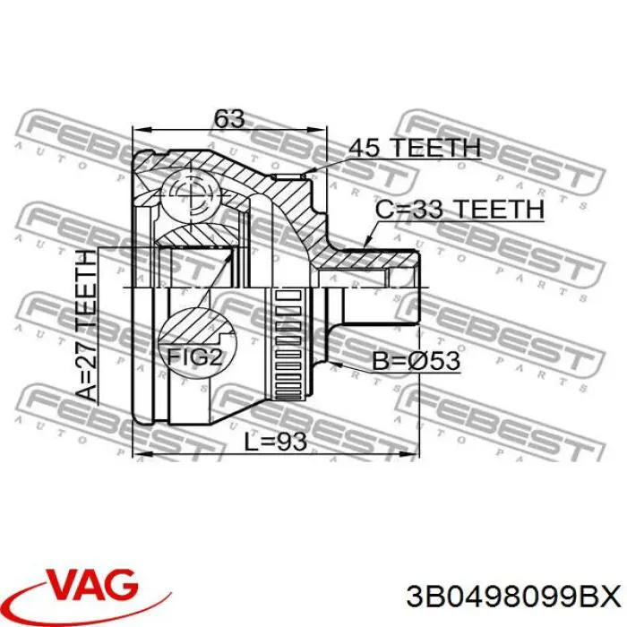 Граната колісна VAG 3B0498099BX ціна, від 32.60 USD