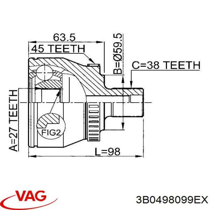 ШРУС зовнішній VAG 3B0498099EX