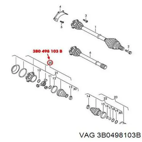 Купити 3B0498103B VAG Граната внутрішня ліва