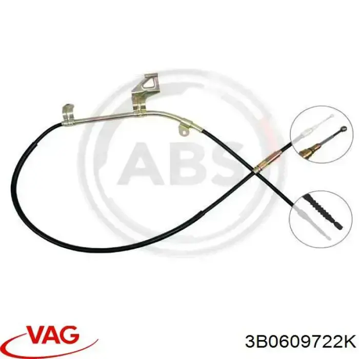 Купити 3B0609722K VAG Трос ручного гальма задній, правий
