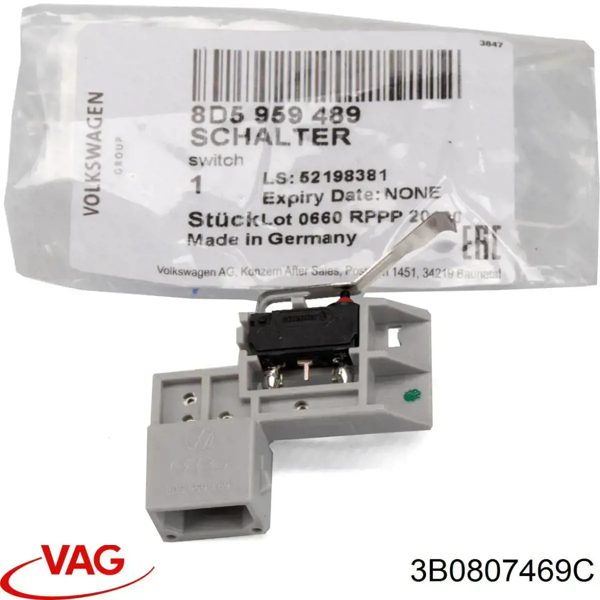 Купити 3B0807469C VAG Кронштейн бампера переднього, центральний