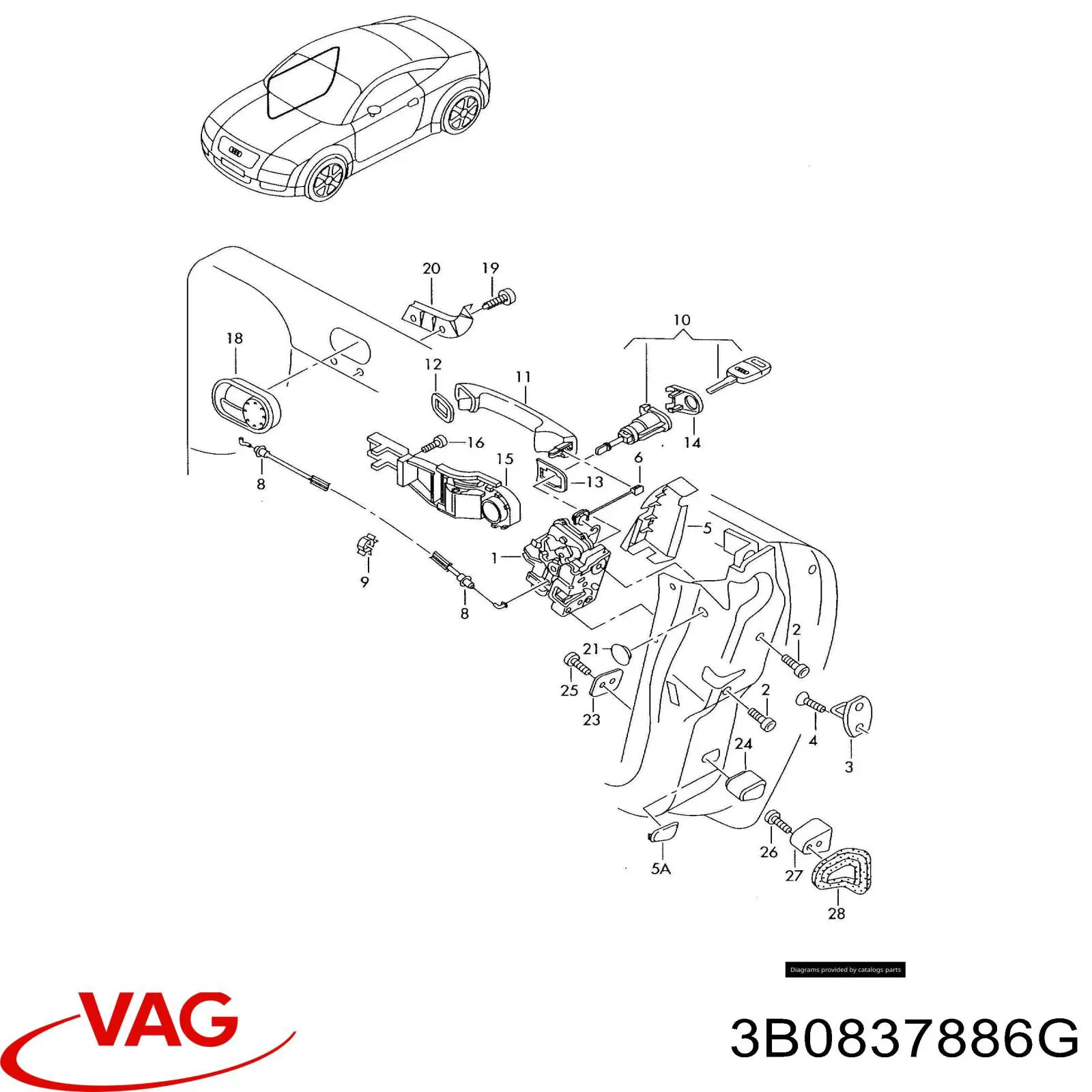 Тримач зовнішньої ручки дверей, передньої правої VAG 3B0837886G ціна, від 25.19 USD
