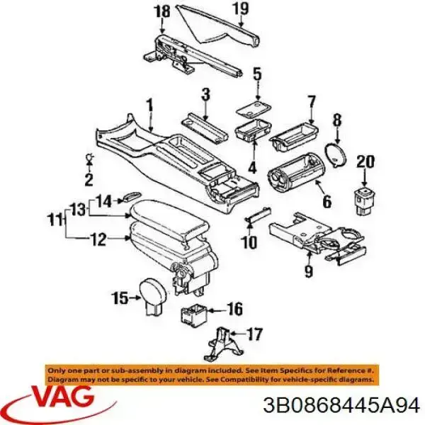 Защіпка підлокітника VAG 3B0868445A94 ціна, від 3.99 USD
