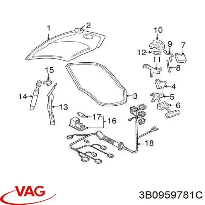 3B0959781C VAG Мотор-привід відкр/закр. замку багажника/дверей 3/5-х