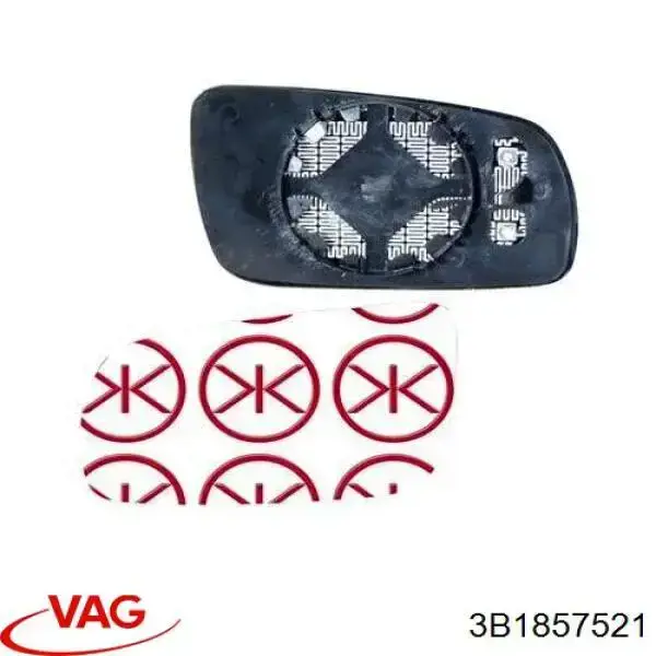 Дзеркальний елемент дзеркала заднього виду, лівого 3B1857521 VAG