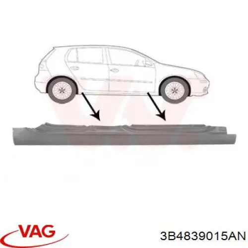 Купити 3B4839015AN VAG Замок задньої двері, лівої