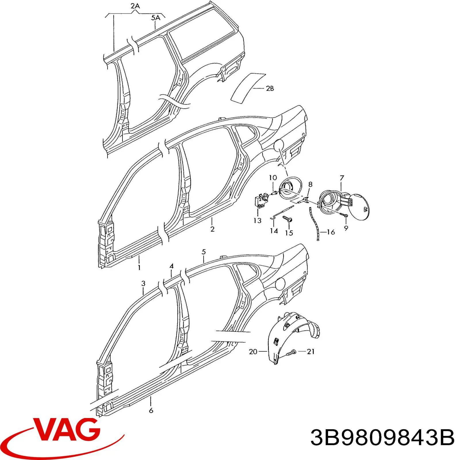 Крило заднє VAG 3B9809843B ціна, від 70.62 USD