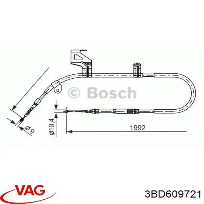 3BD609721 VAG Трос ручника задній лівий