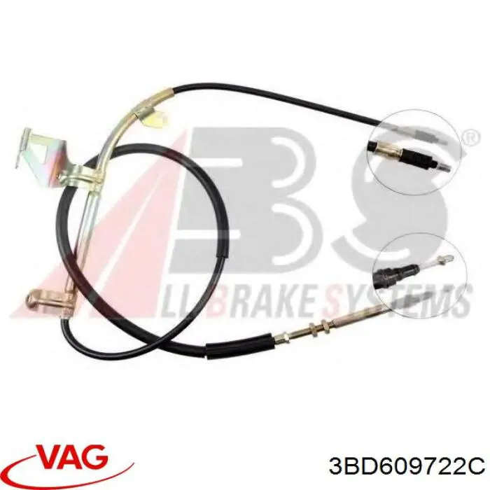 3BD609722C VAG Трос ручного гальма задній, правий