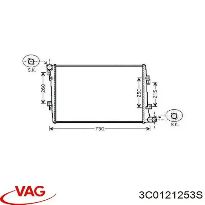 Купити 3C0121253S VAG Радіатор двигуна