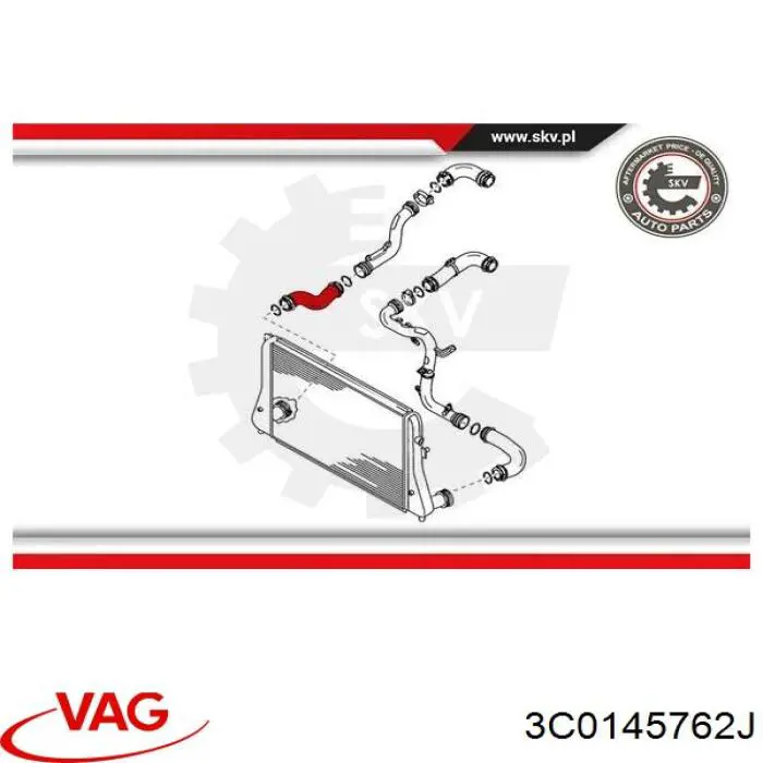 Шланг/патрубок интеркуллера 3C0145762J VAG