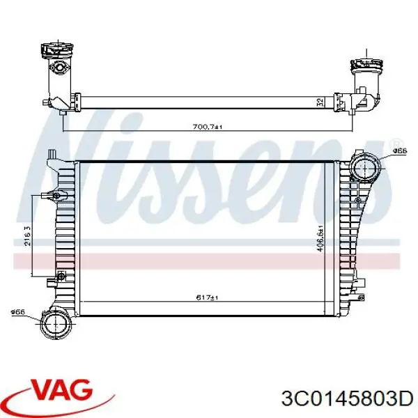 3C0145803D VAG радіатор интеркуллера