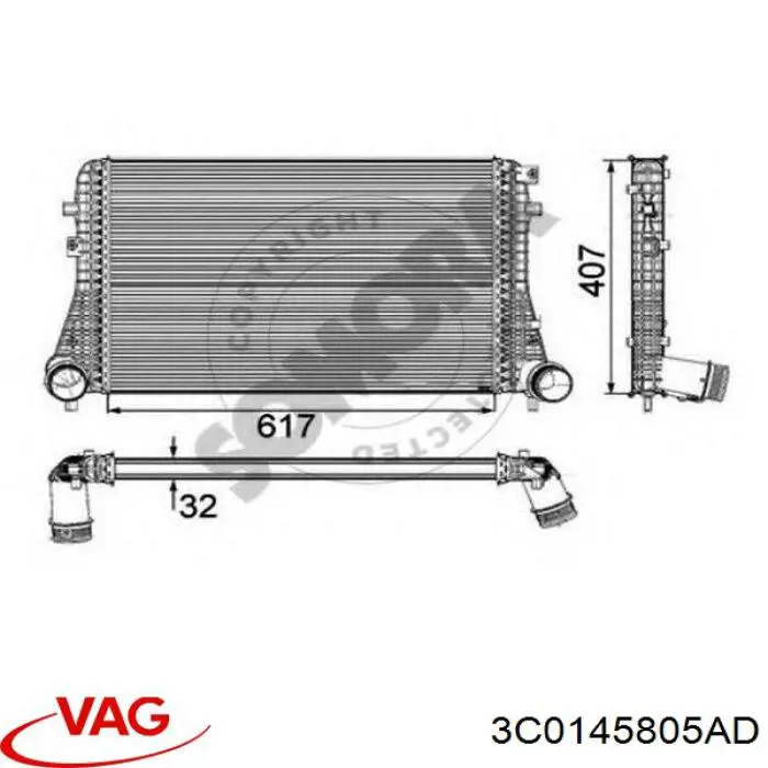 Купити 3C0145805AD VAG Радіатор интеркуллера