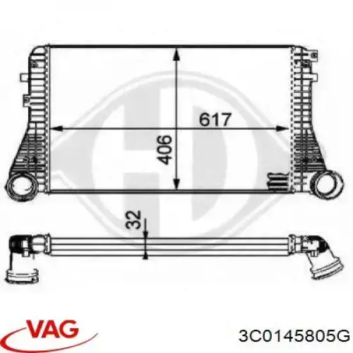 Система охолодження наддувочного повітря VAG 3C0145805G ціна, від 42.23 USD