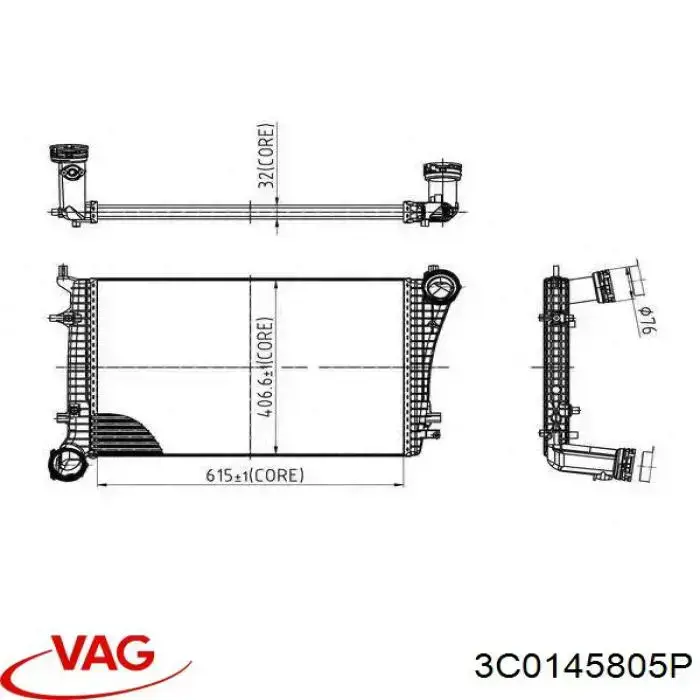 3C0145805P VAG Охолоджувач наддувочного повітря