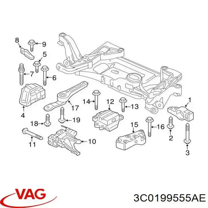 Ліва подушка двигуна VAG 3C0199555AE ціна, від 29.72 USD