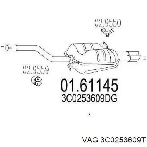 3C0253609T VAG Глушник, задня частина
