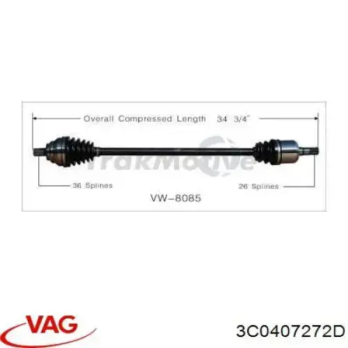 Купити 3C0407272D VAG Піввісь права