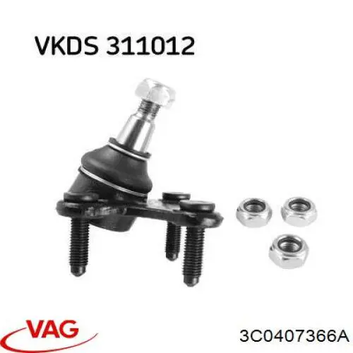 Кульова опора, нижня, права VAG 3C0407366A
