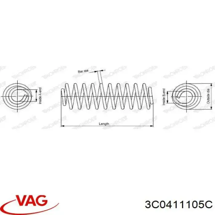Купити 3C0411105C VAG Гвинтова пружина підвіска