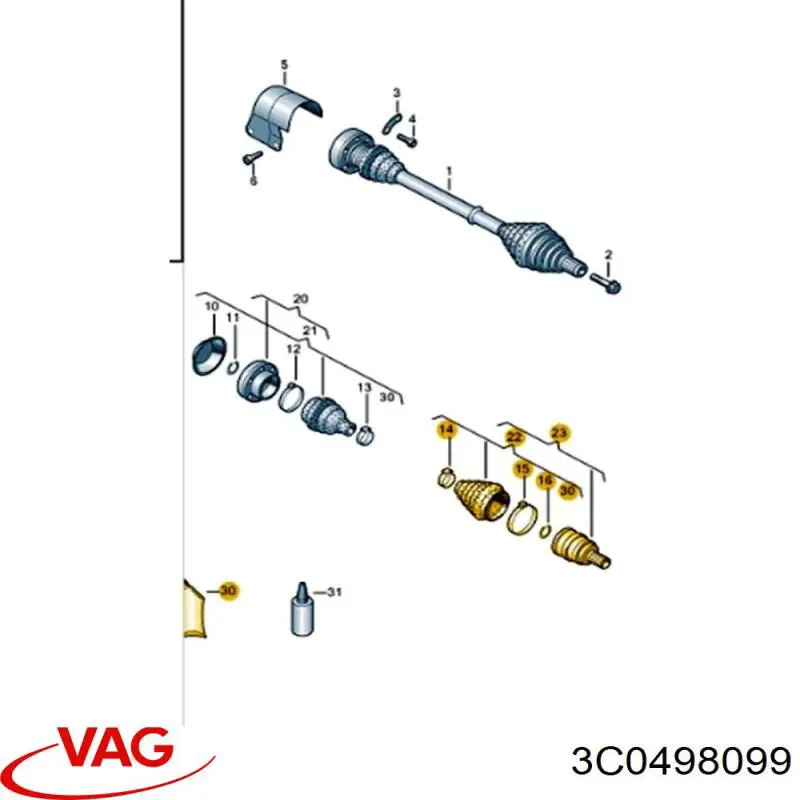 Граната колісна VAG 3C0498099 ціна, від 39.07 USD