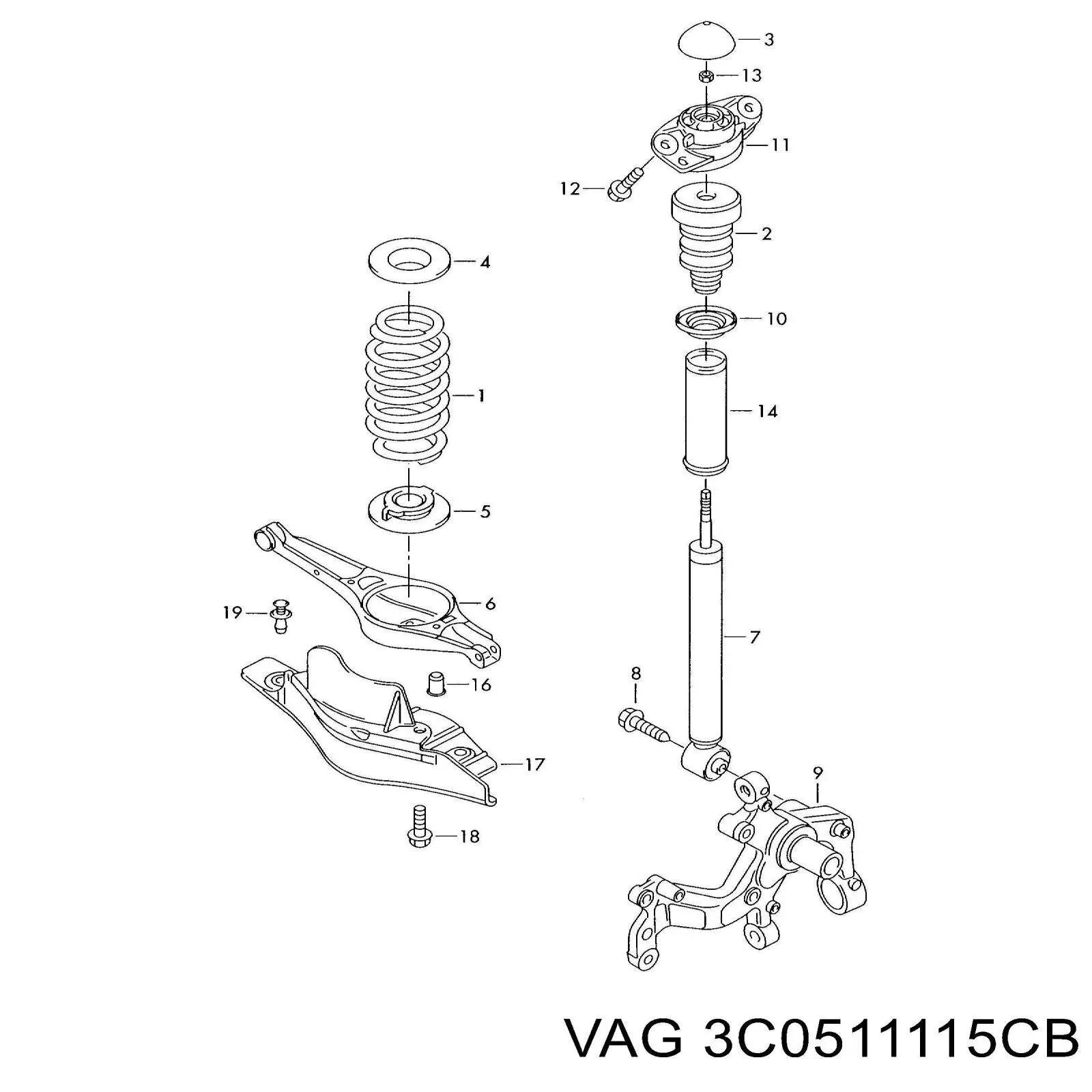 Пружина задня VAG 3C0511115CB ціна, від 137.28 USD