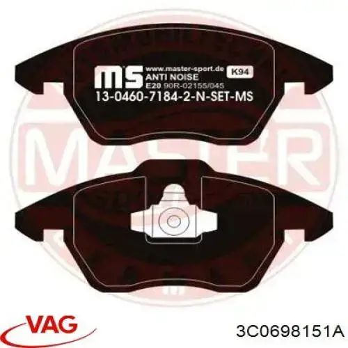 Гальмівні колодки VAG 3C0698151A ціна, від 31.78 USD