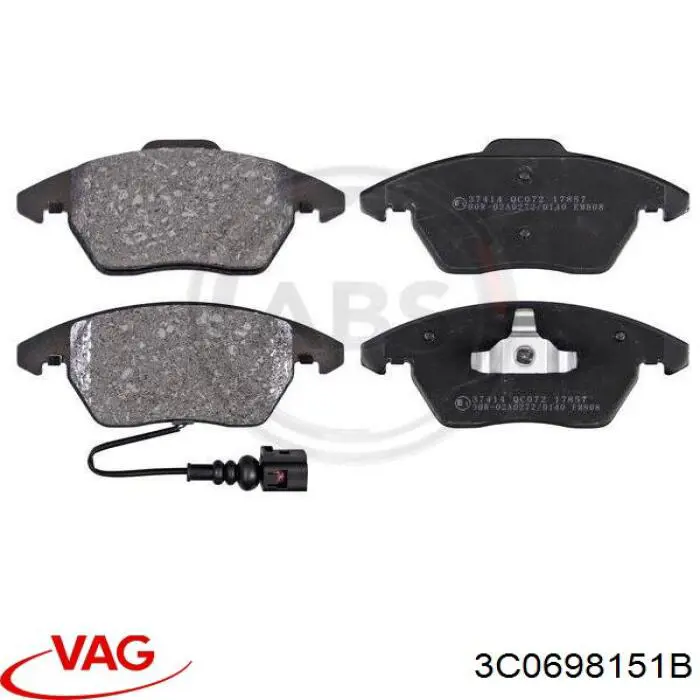 Купити 3C0698151B VAG Колодки гальмівні передні, дискові