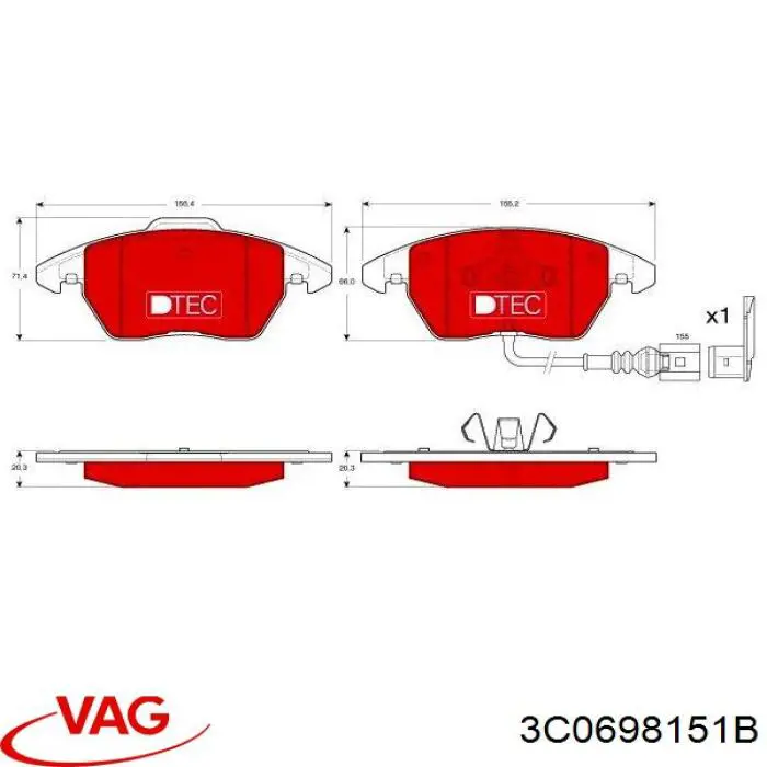 3C0698151B VAG Передні гальмівні колодки
