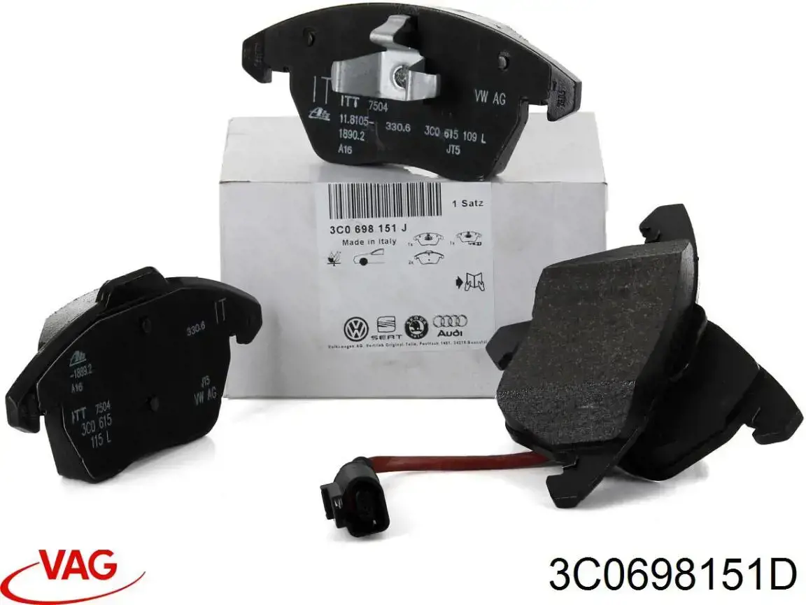 Купити 3C0698151D VAG Колодки гальмівні передні, дискові