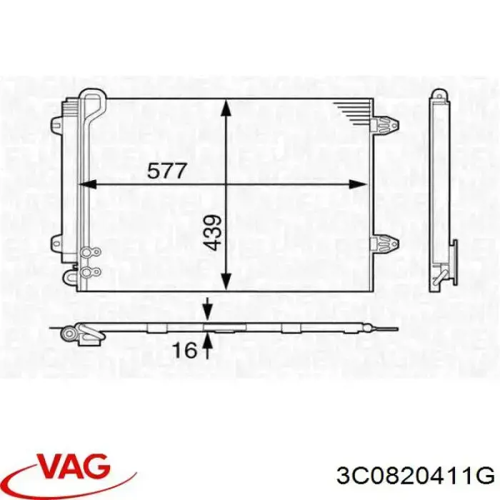 Купити 3C0820411G VAG Радіатор системи охолодження кондиціонера