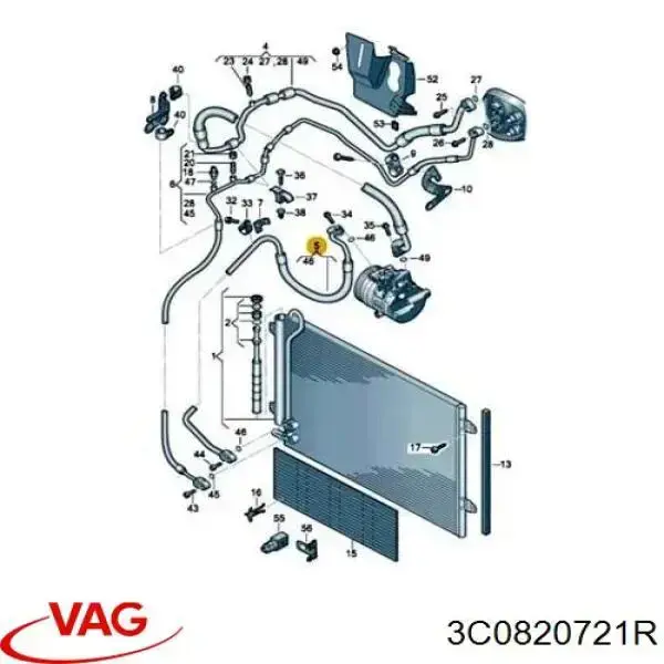Шланг кондиціонера, від компресора до радіатора VAG 3C0820721R ціна, від 14.67 USD