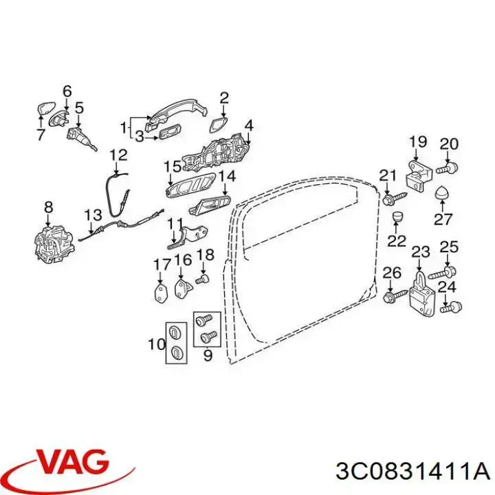 3C0831411A VAG Петля передніх дверей, лівою