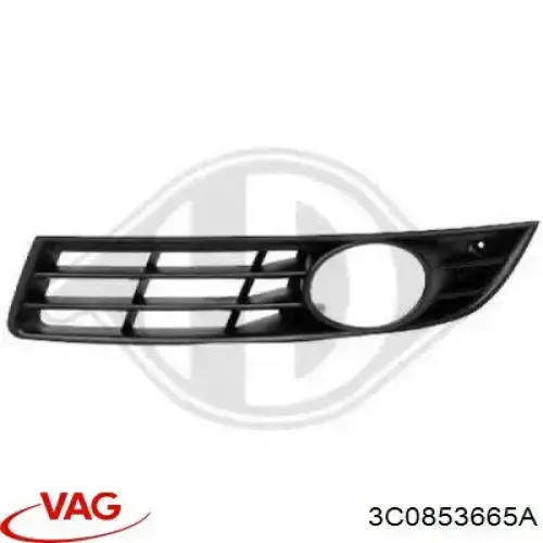 Купити 3C0853665A VAG Заглушка, решітка протитуманних фар бампера переднього, ліва