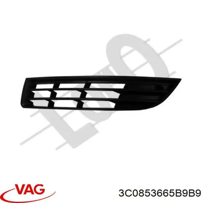 3C0853665B9B9 VAG Решітка переднього бампера, ліва
