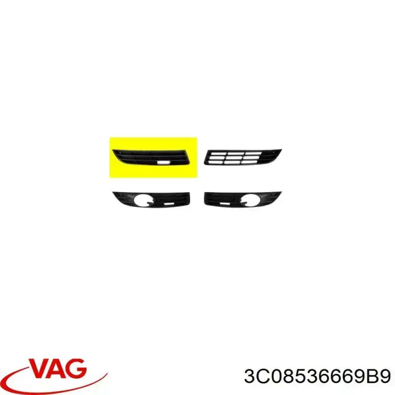 Купити 3C08536669B9 VAG Решітка переднього бампера, права